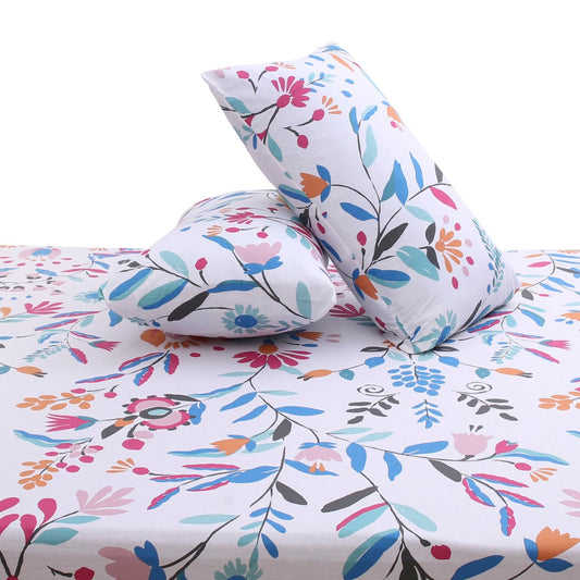 Multi Jaal Double Bed Sheet with Pillow Covers – 96x102 Inches