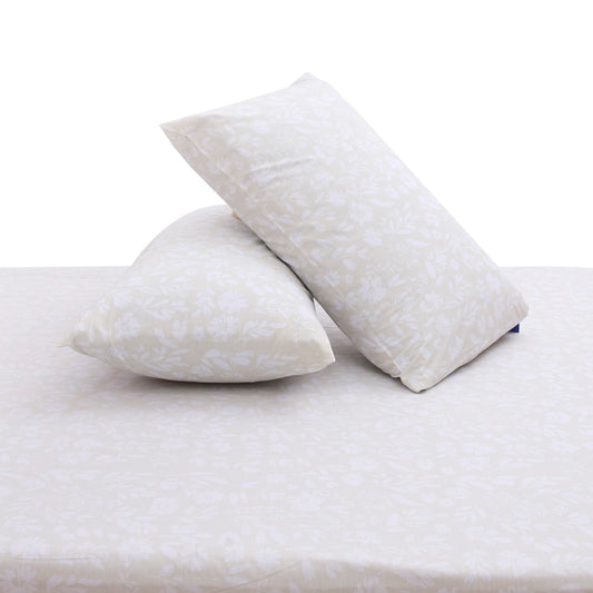 Neutral Beige Double Bed Sheet with Pillow Covers – 96x102 Inches