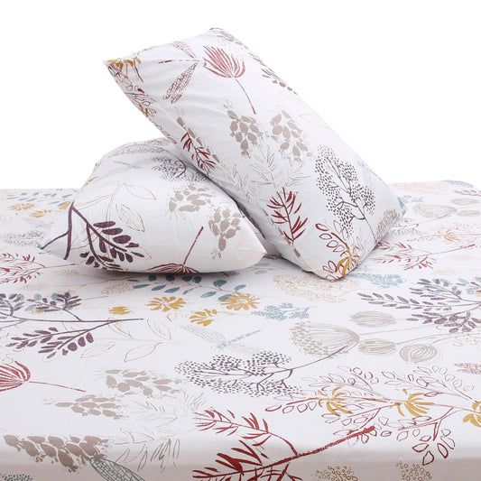 White Florals Double Bed Sheet with Pillow Covers – 96x102 Inches