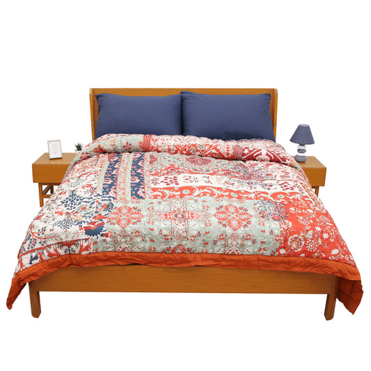 Multi Patchwork Bedspread – 94x102 Inch Cotton Quilt for Double & King Beds (Mehr Collection)