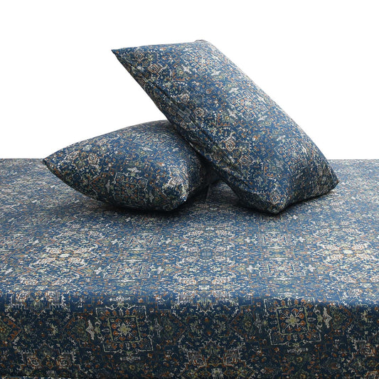 Azure Blue Double Bed Sheet – 96 x 102 Inches | Elegant Patterned Design, Soft Finish & Premium Comfort - Habitt