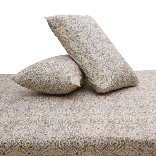 Mirage Gray Double Bed Sheet – 96x102 Inches | Soft Printed Cotton Bedsheet - Habitt