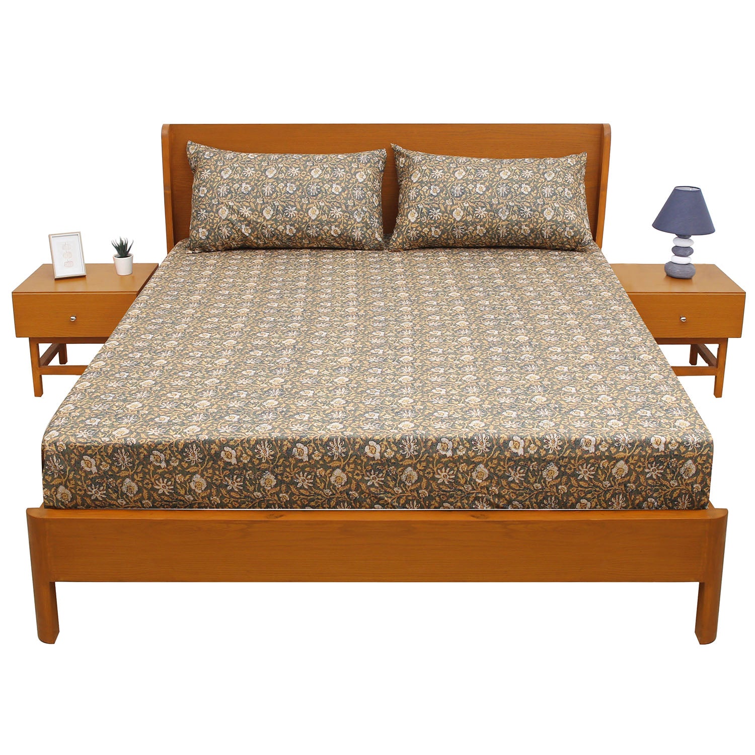 Moon Mist Double Bed Sheet – 96x102 Inches | Soft Printed Cotton Bedsheet - Habitt