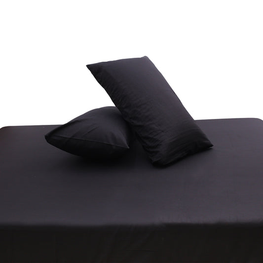 Premium Double Bed Sheet 96x102" – Black Dyed Cotton | Soft & Durable Bedding