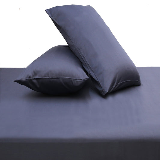 Bluish Grey Solid Dyed Double Bedding Set – 6 Pieces