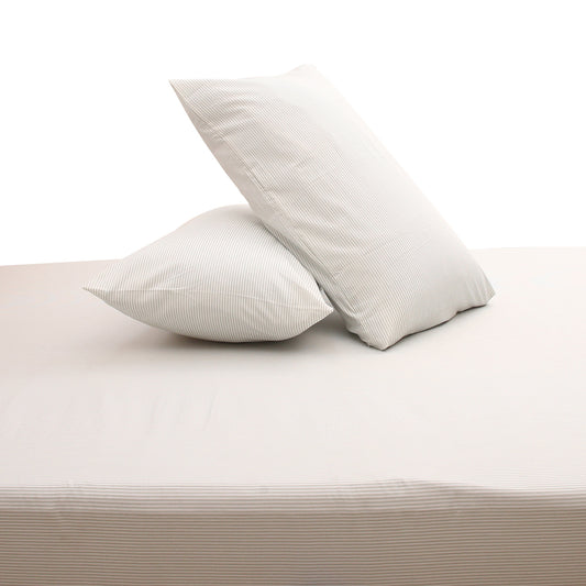 Green Lines Double Bed Sheet 96″ × 102″ – Elegant Linen with Subtle Green Stripe Accent