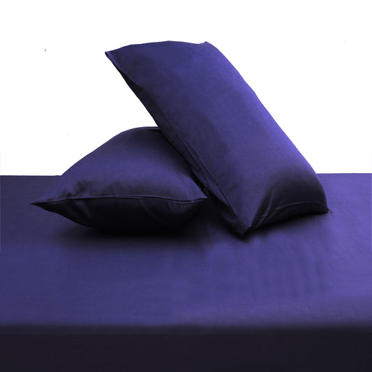 Navy Blue Solid Dyed Double Bed Sheet – 96x102"
