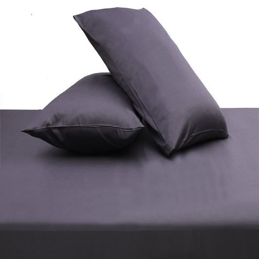 Trafalgar Grey Solid Dyed Double Bedding Set – 6 Pieces