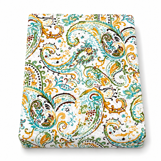 Cotton Multi Paisley Double Quilt Cover 90 x 96 Inches | Multicolor Printed Bedding