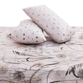 Beige Black Flowers Double Bedding Set of 6