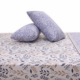 Blue Heritage Double Bed Sheet Set | Soft & Elegant Printed Bedding | 94x98 Inches - Habitt
