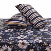 Blue Lily Double Bed Sheet Set | Elegant Floral Printed Bedding | 94x98 Inches - Habitt