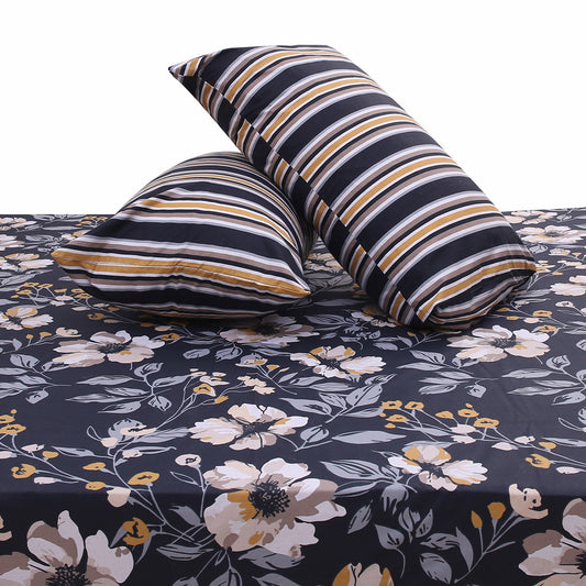 Blue Lily Double Bed Sheet Set | Elegant Floral Printed Bedding | 94x98 Inches - Habitt