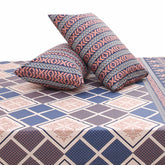 Heritage Checkered Double Bed Sheet Set | Vintage Floral Printed Bedding | 94x98 Inches - Habitt