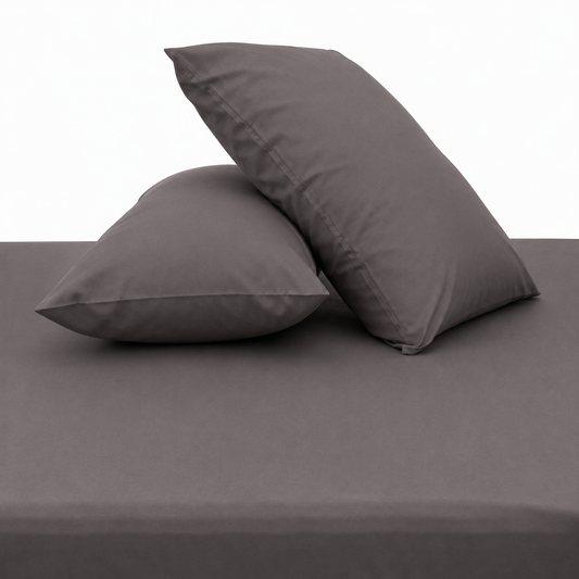 Dark Grey Dyed Double Bedding Set of 6 | Plain Double Bed Set