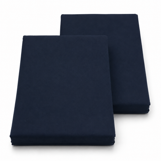 Navy Blue Dyed Double Bedding Set of 6 Satin – Solid Navy Luxury Double Bed Bedding Set for Bedroom