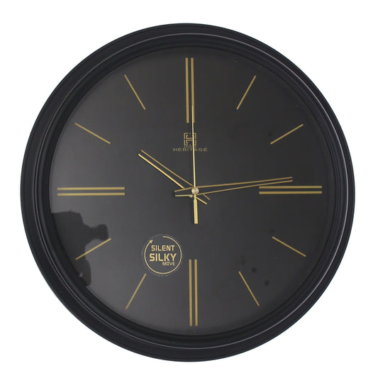 Heritage Wall Clock Rustic – Modern Black & Gold Silent Sweep Wall Clock