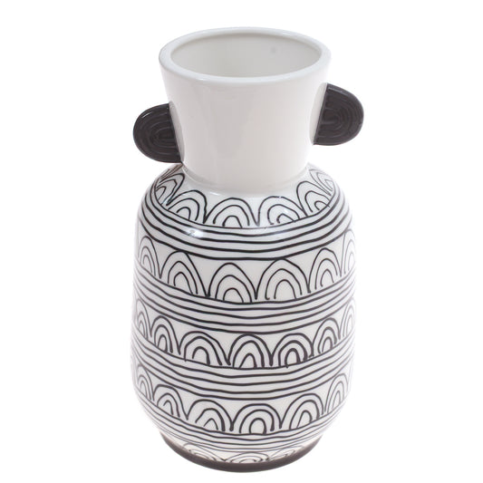 Ceramic Vase L Black & White 5.5X5.5X9.25Inch CH-006