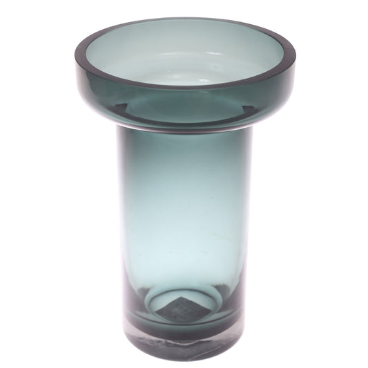 Glass Vase Clear & Turquoise 6.34 X 6.34 X 9 Inch HJM-004