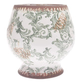 Ceramic Planter Printed White & Green 7.25 X 7.25 X 7.5 Inch TYX027 - Habitt