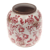 Ceramic Vase Printed White & Red 7.5 X 7.5 X 7.5 Inch TYX030 - Habitt
