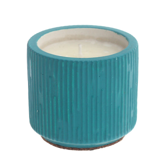 Engraved Texture Ceramic Candle – Teal Scented Jar Candle for Home Décor & Gifting