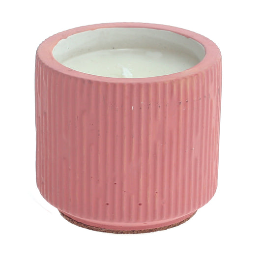 Engraved Texture Ceramic Candle – Pink Scented Jar Candle for Home Ambience & Gifting