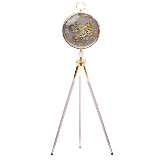 Pedestal Clock Art – Grey | Minimalist Modern Standing Clock for Home & Office