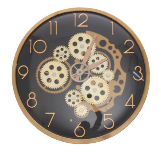 Industrial Gear Design Black & Gold Wall Clock – Modern Steampunk Style (Model 2151)
