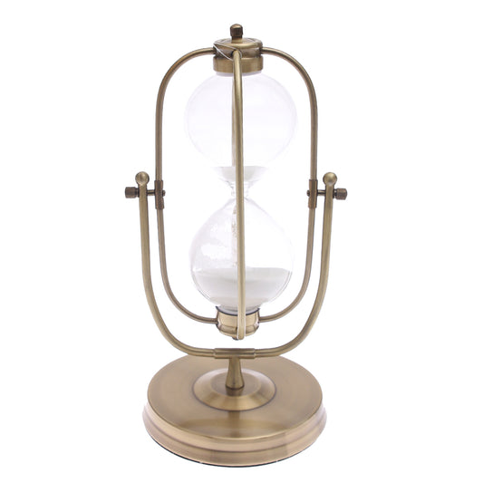 Large Hourglass – Vintage Sand Timer with Rotating Brass Frame