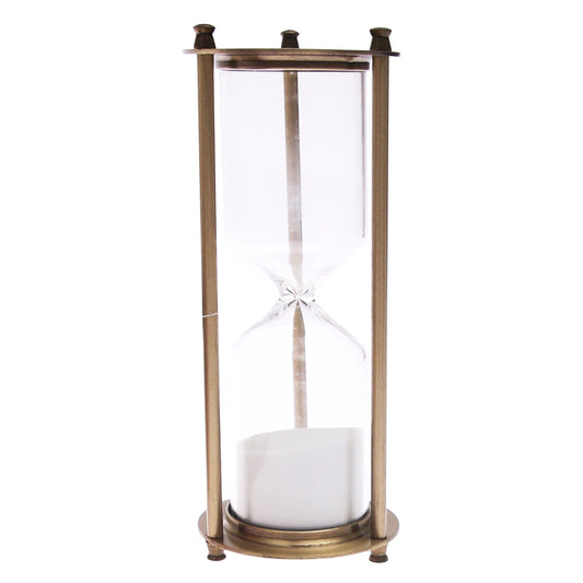 Hourglass Small – Elegant Brass Finish Sand Timer with White Sand