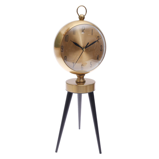 Table Black Stand Clock Gold – Modern Tripod Table Clock with Golden Dial