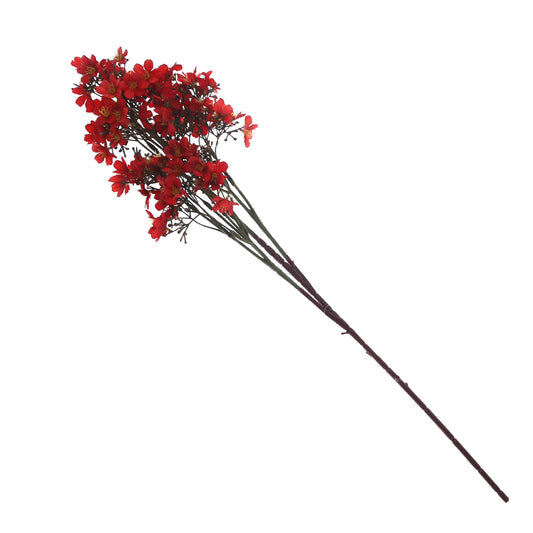 Artificial Red Blossom Flower Stick – Vibrant Faux Floral Stem for Home Décor & Arrangements (NGI FC7082)