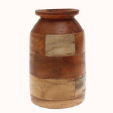 Two-Tone Wooden Decorative Vase – Natural Brown