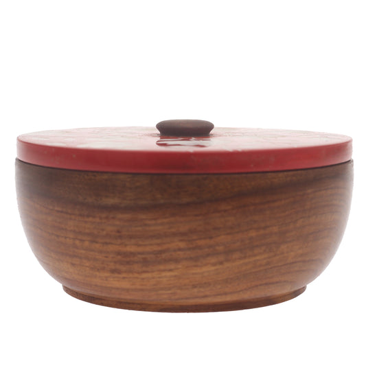 Scarlet Heritage Naqshi Single Jar – Handcrafted Wooden Storage Jar with Floral Naqshi Art