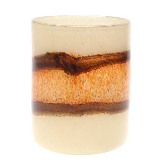 Off White & Brown Glass Vase with Orange Stripes | Decorative Glass Vase | Luxury Home Décor Pakistan