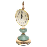 Decorative Table Clock Green & Gold | Luxury Home Décor Pakistan | Elegant Tabletop Timepiece - Habitt