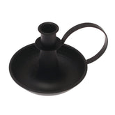 Dinner Candle Holder with Handle Black L | Vintage Metal Candle Stand | Home Décor Pakistan - Habitt