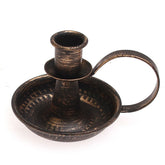 Dinner Candle Holder with Handle Copper S | Vintage Metal Candle Stand | Home Décor Pakistan - Habitt