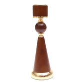 Brown Wood Pillar Candle Holder Medium - Habitt