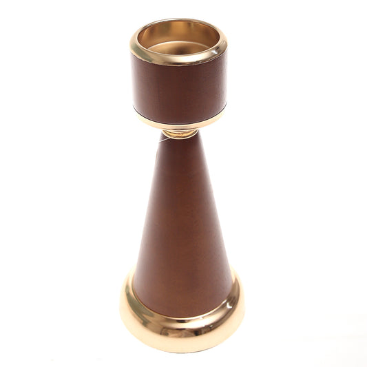 Brown Wood Pillar Candle Holder – Small