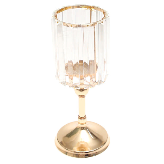 Crystal Gold Pillar Candle Holder