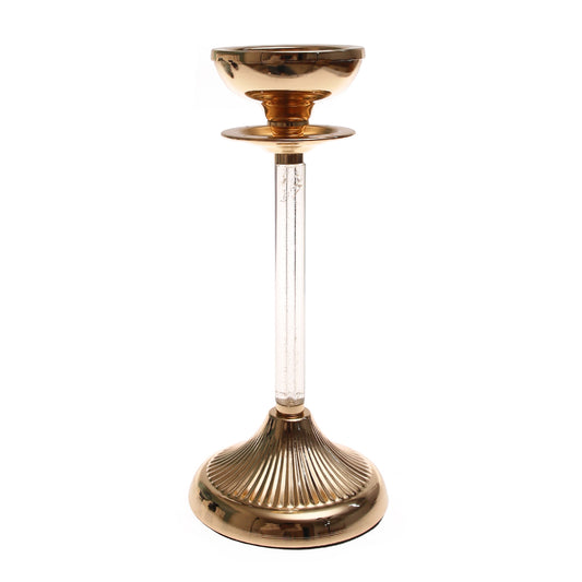 Golden Crystal Pillar Candle Holder – 7209 (Medium)Golden Crystal Pillar Candle Holder – 7209 (Medium)