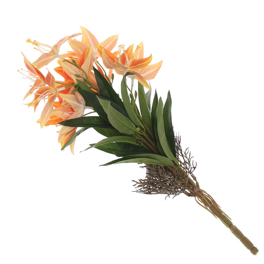 Stargazer Lily Flower Bunch Orange – Artificial Floral Bundle