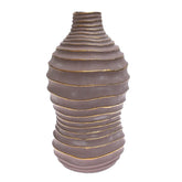XL Grey & Gold Decorative Ceramic Vase — Statement Home Décor Vase with Textured Spiral Design - Habitt