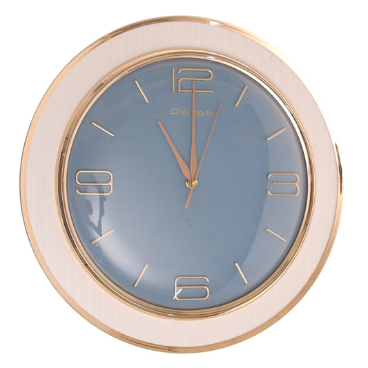 Modern Blue & White Wall Clock with Gold Accents