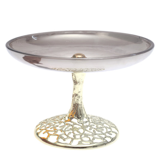 Black & Silver Console Decorative Bowl with Sculpted Base – 8.5 x 6 Inch Accent Piece