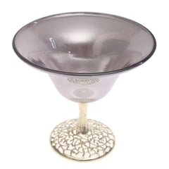 Console Piece Large Black & Silver Decorative Bowl – 10 x 9.5 Inch Metal Accent