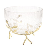 Console Piece Small Gold Decorative Glass Bowl – Elegant Metal Base Accent, 7.5 x 7.5 x 5 Inch - Habitt