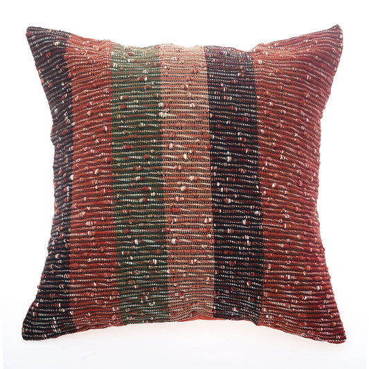 Knotted Texture Cushion Cover 20x20 – Warm Boho Striped Woven Throw Pillow Cover - Habitt